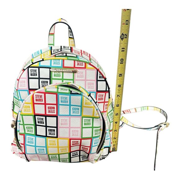 Steve Madden Colorblock Logo Mini Backpack Multicolor Streetwear Bag - Picture 5 of 11